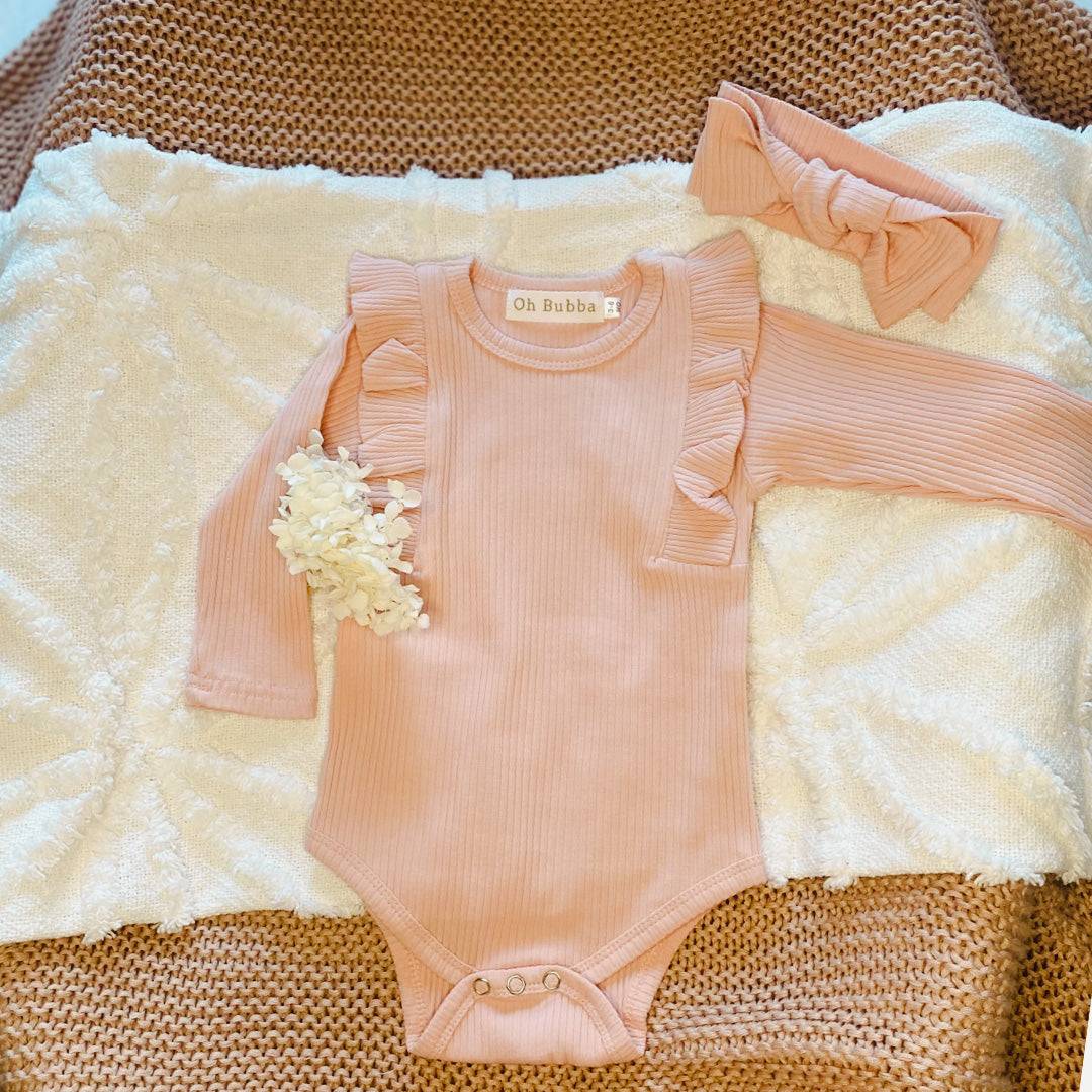 Flutter Bodysuit and Headband Set | Pink