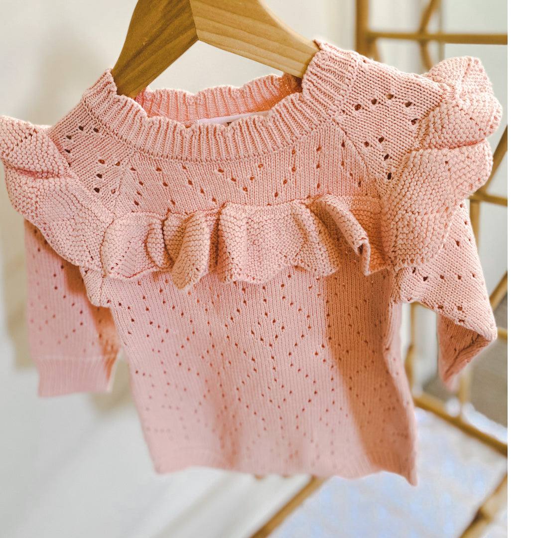 Diamond Knit Baby Romper | Pink