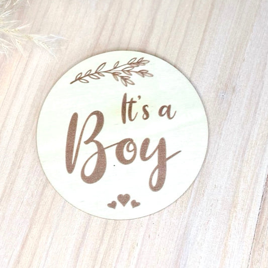 Its a boy baby milestone disc. Gender reveal. 