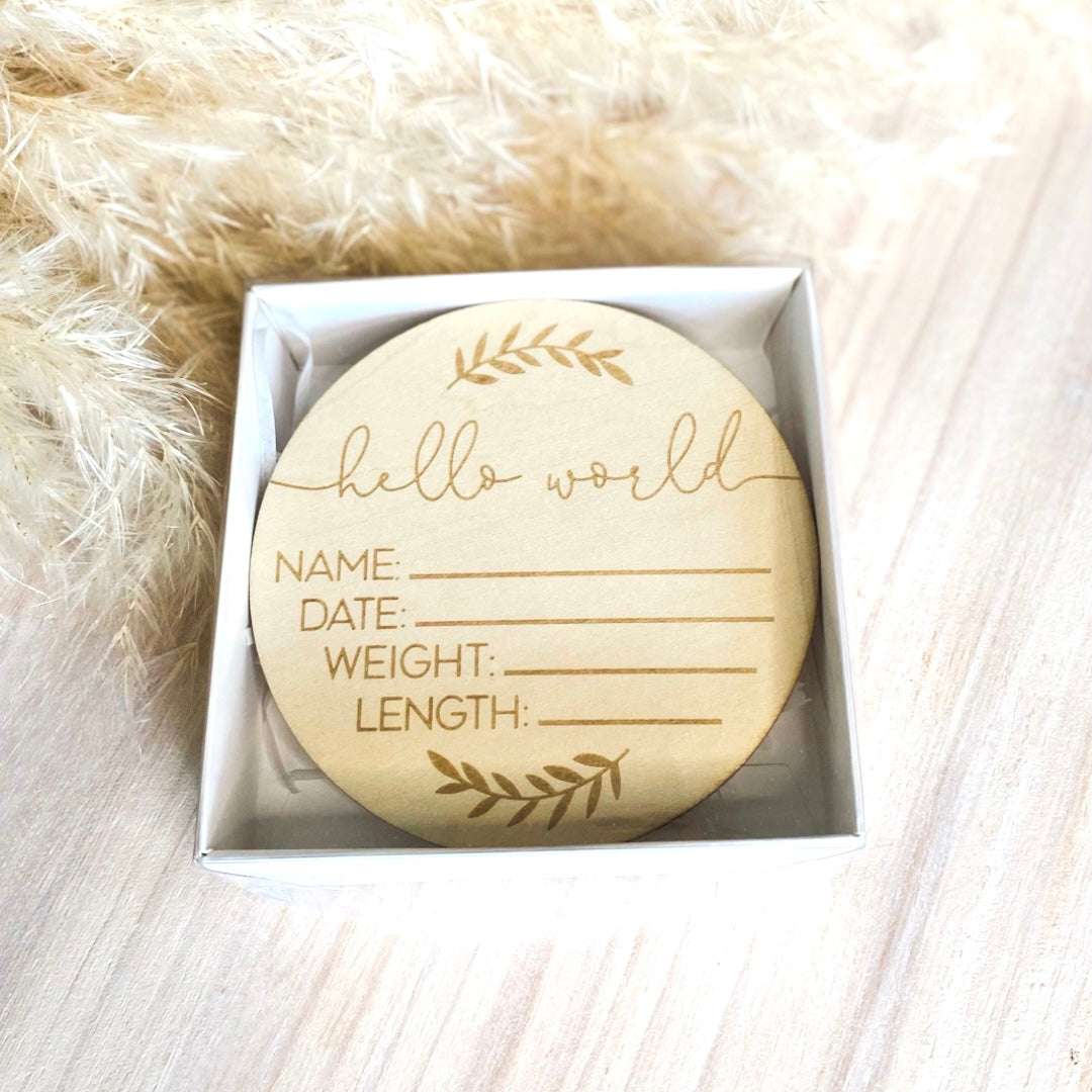 Personalised Wooden Announcement Disc