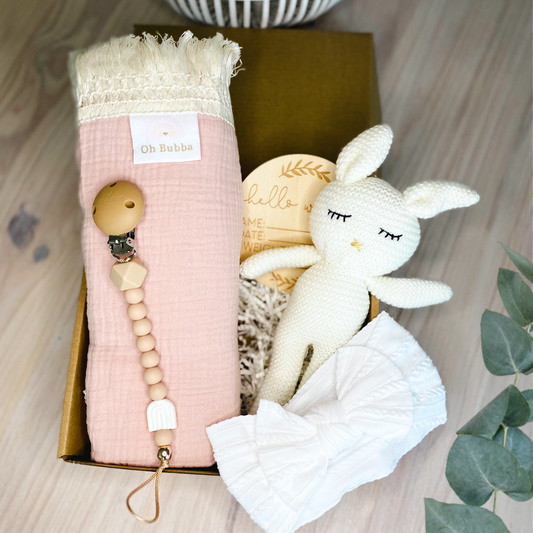 Newborn Pink Fringe Swaddle Baby Gift Set | Baby Shower Gift Set