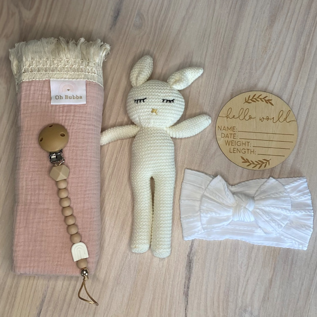 Newborn Pink Fringe Swaddle Baby Gift Set | Baby Shower Gift Set
