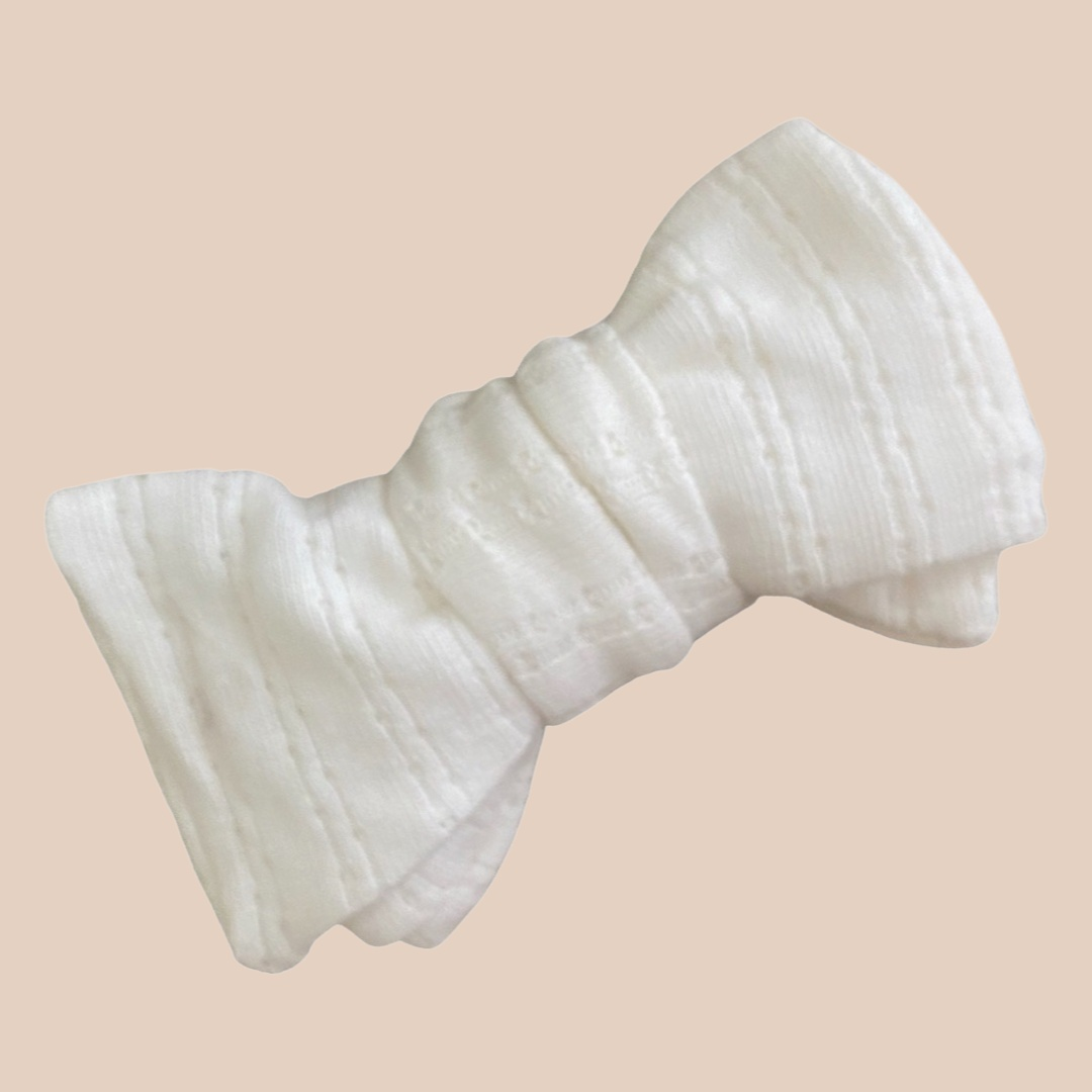 Oversized Rib Baby Bow Headband | White