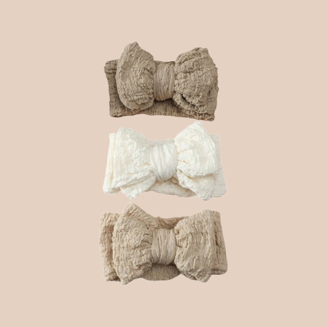 Crinkle Oversized Topknot Baby Bow | Taupe