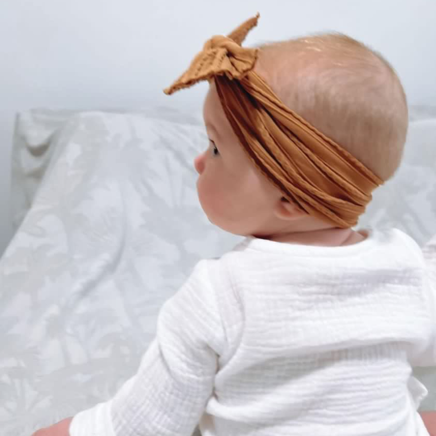 Cable Knit Baby Bow Headband | Rust