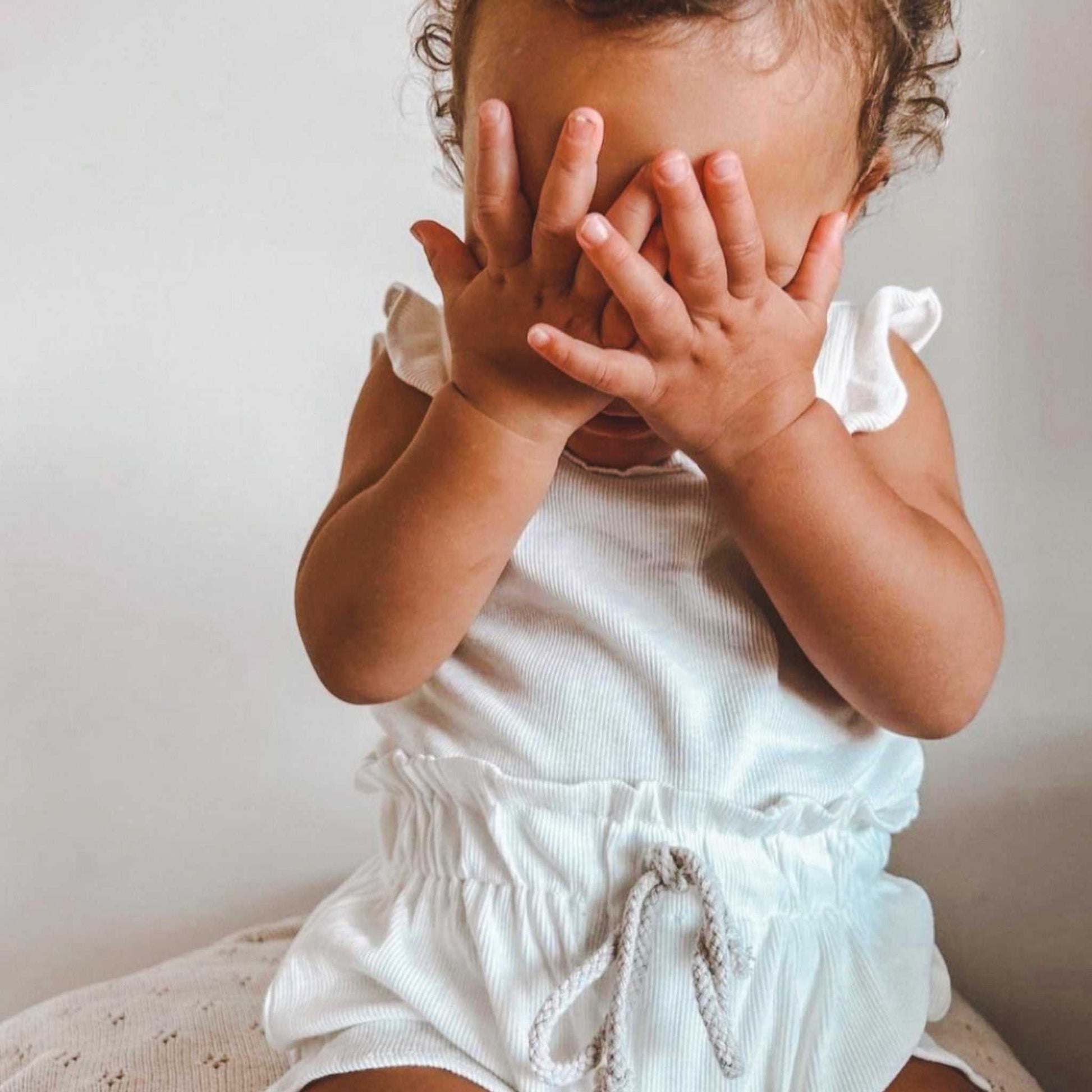 White frill baby bloomers. White frill baby shorts 