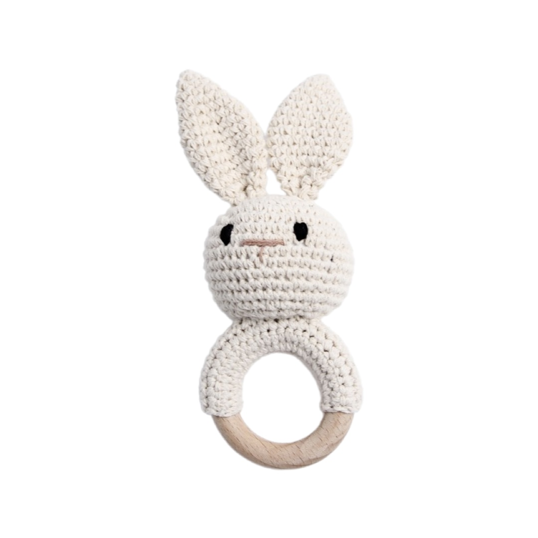 Crochet Bunny Rattle | Cream