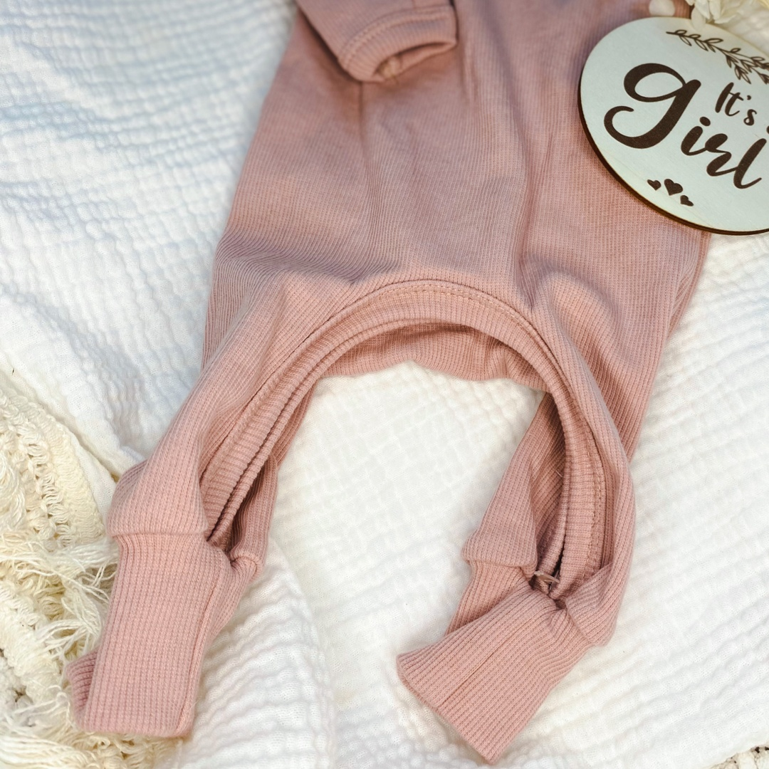 Dusty Pink Frill Onesie and Headband