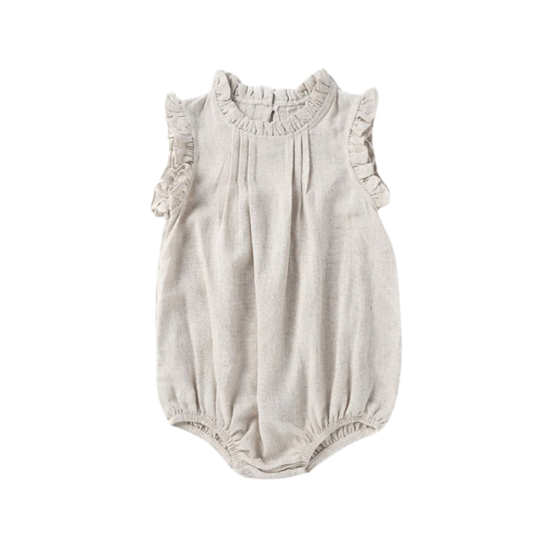 Elegant Linen Romper | Oatmeal