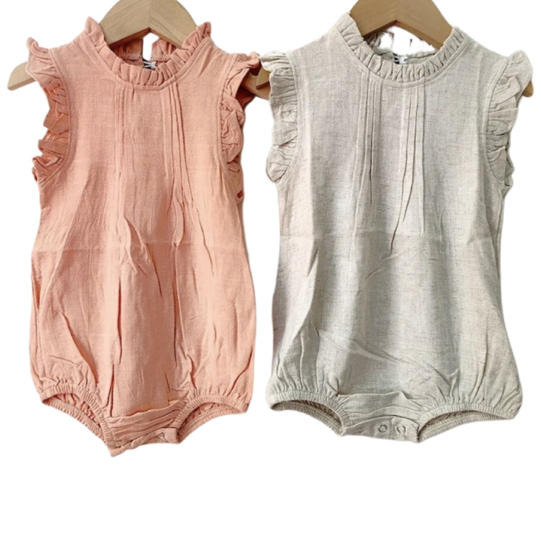 Elegant Linen Romper | Oatmeal